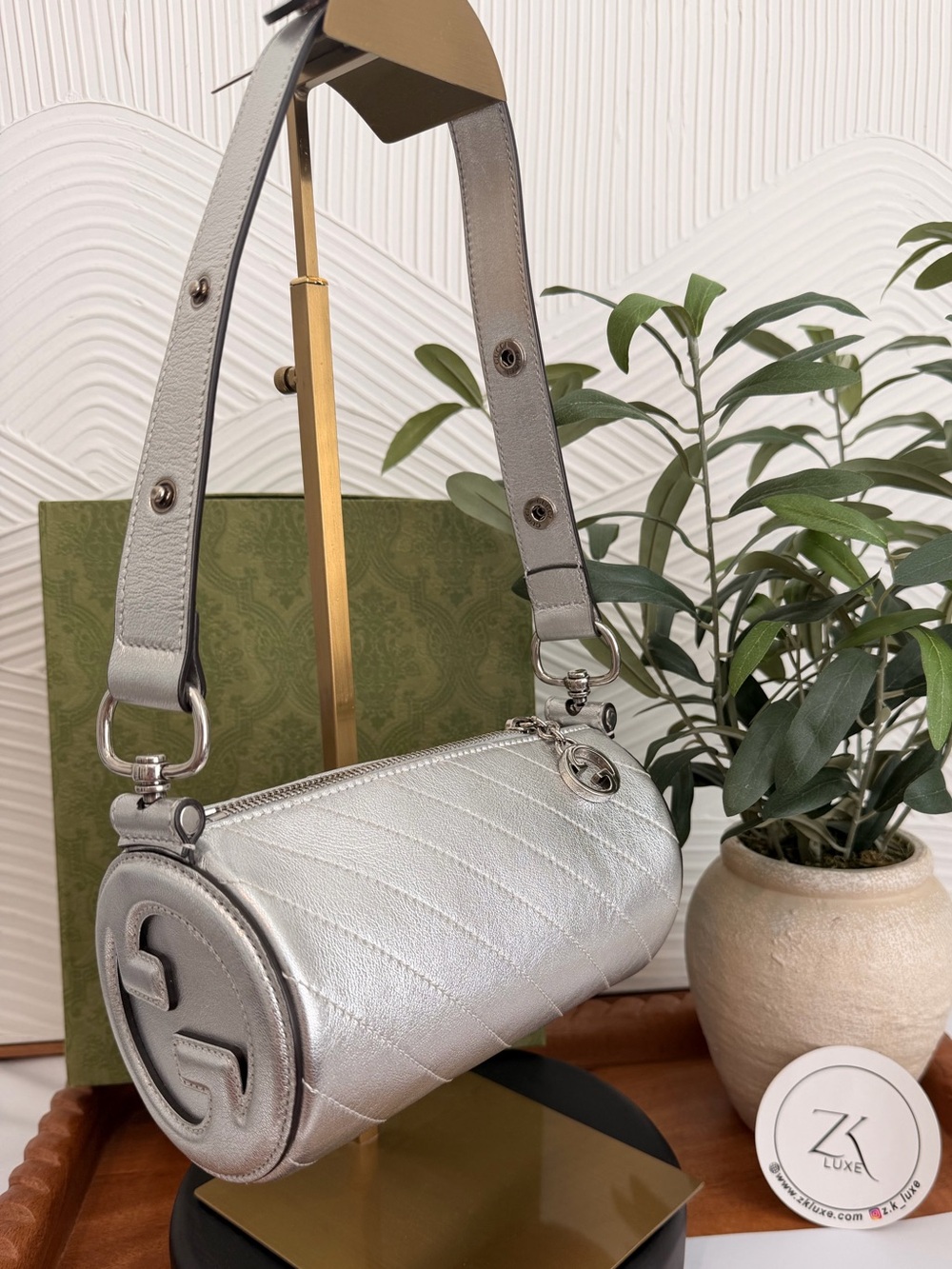 Gucci Blondie Mini Shoulder Bag in Silver Leather